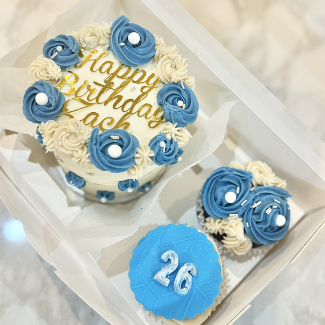 Blue Baby Bento Cake & Cupcakes