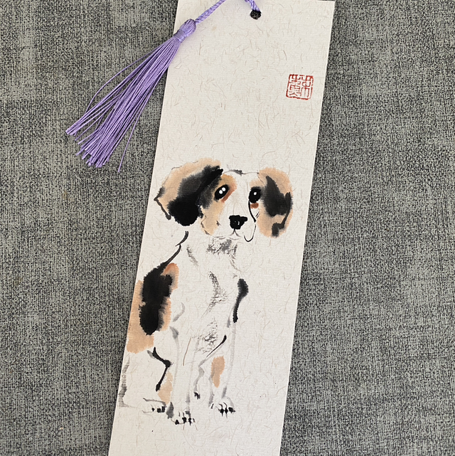 Original hand painted dog bookmark 