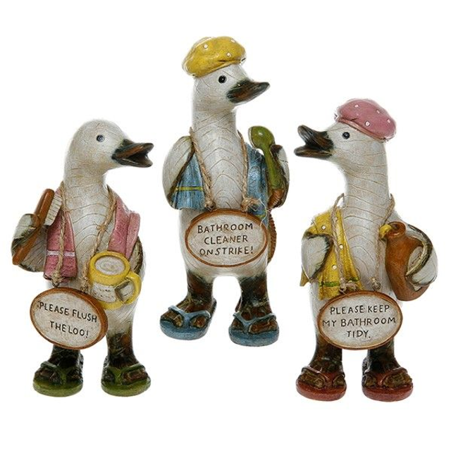 Quirky Resin Duck Ornament with Funny Wooden Sign | Novelty Bathroom &amp; Home Gift