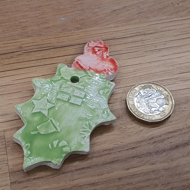 Holly glazed hanging decoration