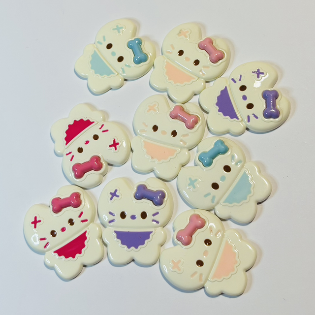 Kitty flatback charm with bone x 3 mix