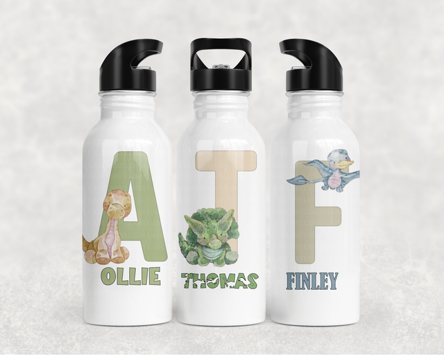 Persoanlised Dinosaur Initial Water Bottle 