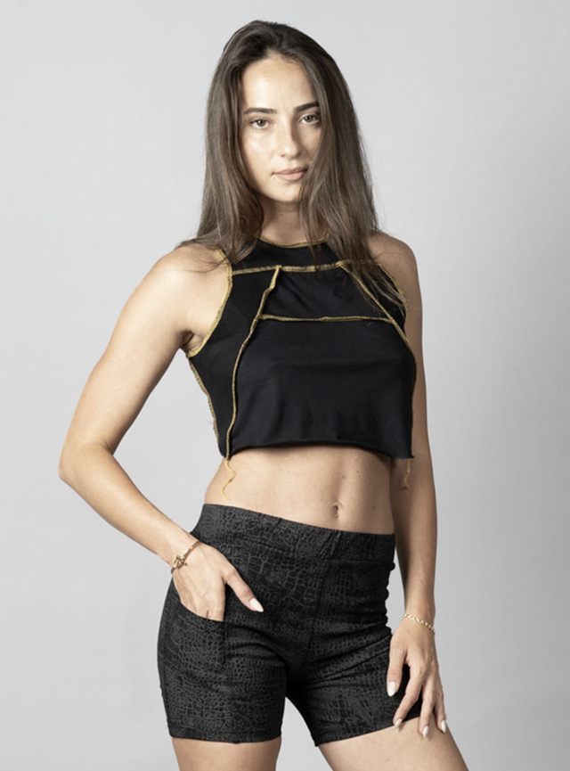 412041 PULSAR TANK BLACK-YELLOW STITC 412041 
