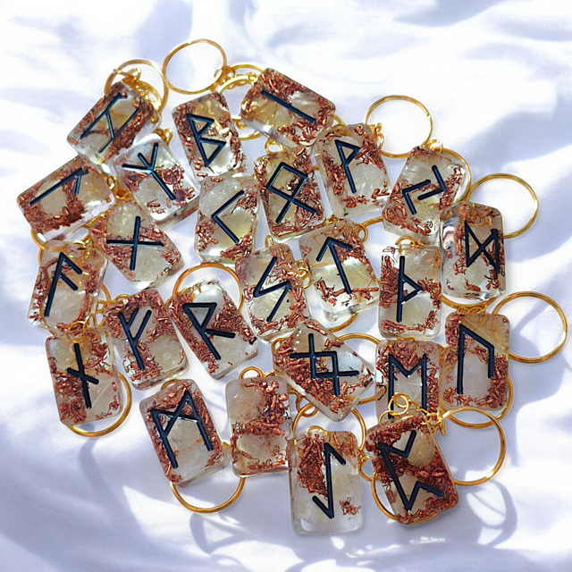 Portes clés Orgonites RUNASYN - SOLRUN (Citrine/cuivre)