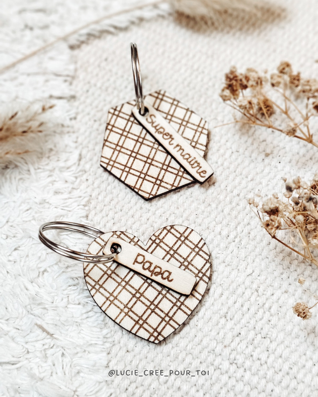 Porte-clé en bois - vichy