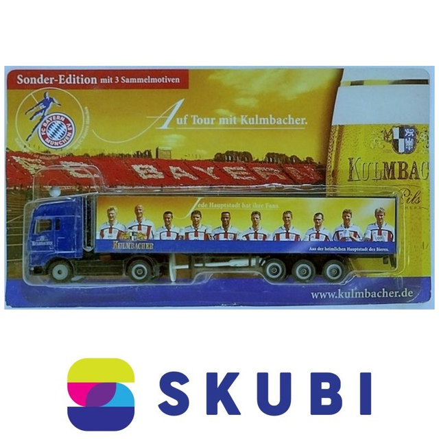 Reklamní kamion s návěsem MAN - KULMBACHER - Jede Hauptstadt hat ihre Fans - FC Bayern Munchen - model 1:87 H0