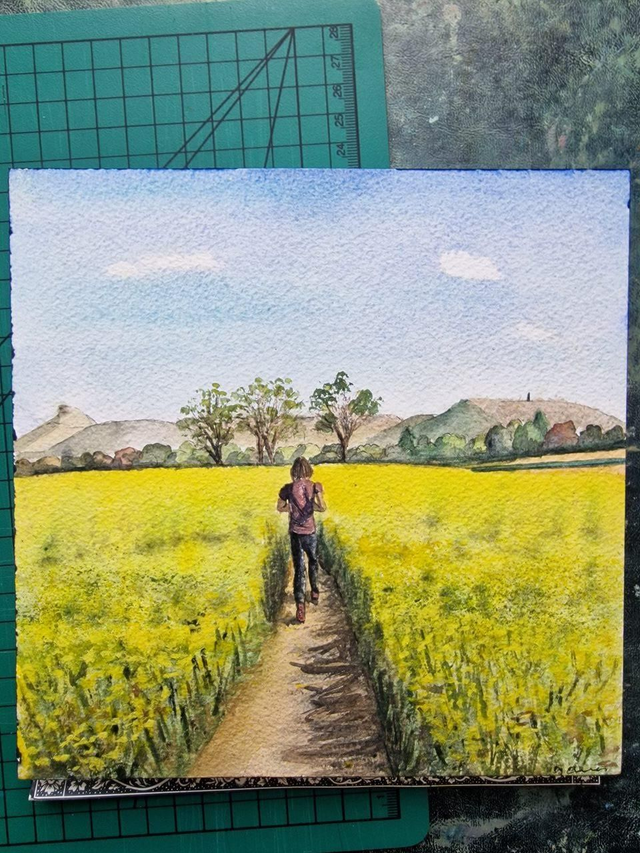 An 8x8 inch ink and wash- freedom of running. 