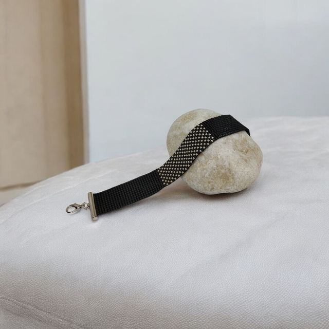 Bracelet noir et argent