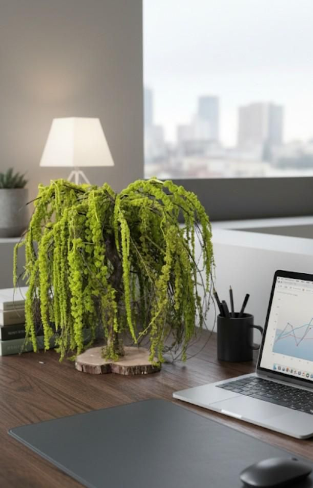 Arbre pleureur 45 cm stabilisé et son Amaranthe naturel ( uniquement en mode retrait)