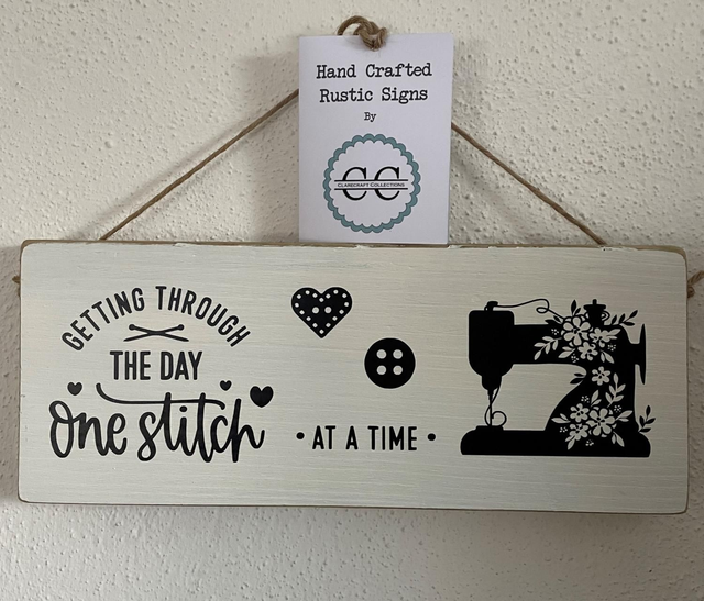 One Stitch at a Time - Rustic Wooden Sign