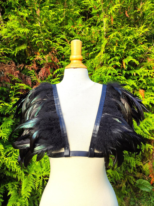 Epaulettes en plumes naturelles de coq