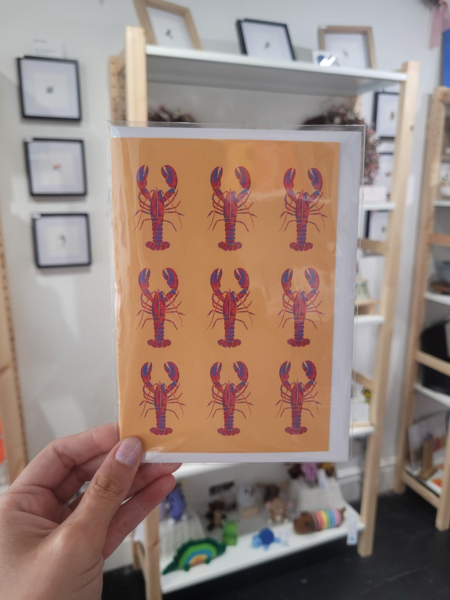 Yellow and Red Lobster Greetings Card - Yellow - NW-013