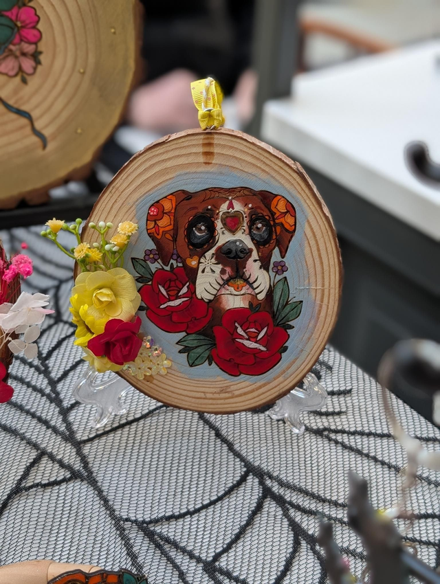 Medium Sugar Skull Log Portraits Boxer