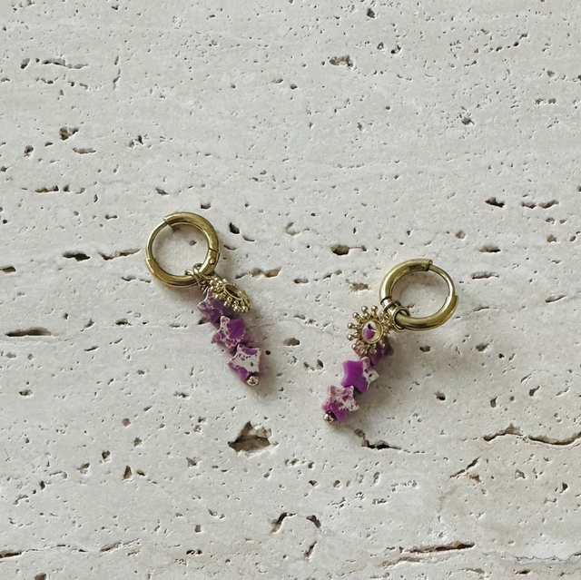 Oorbellen sterretjes paars