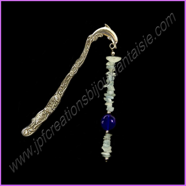 Marque-page métal aigue-marine