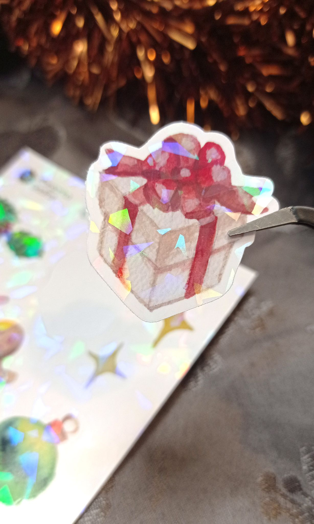 Stickers Holographiques de Noël – Aquarelle & Ambiance Cosy