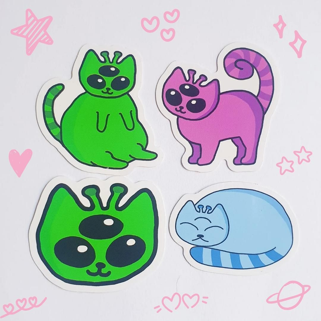 Alien Cats - Mini Sticker Pack 