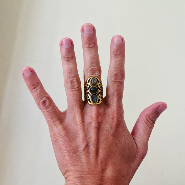 Bague 54 labradorite 