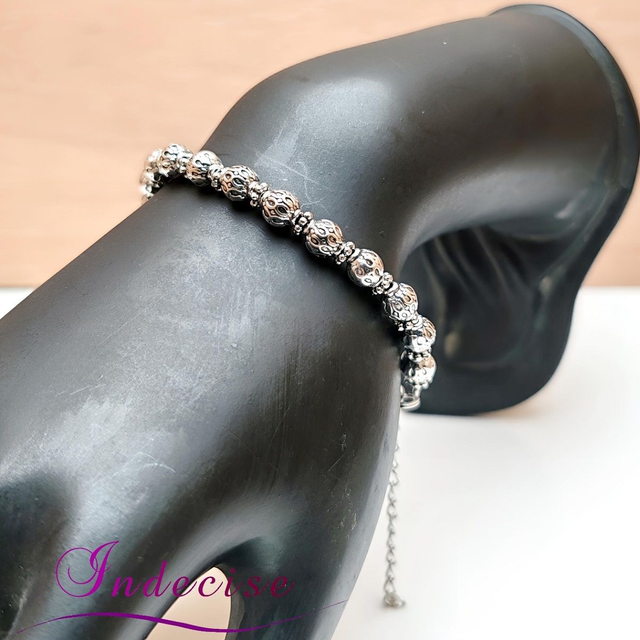Bracelet style tibétain ajustable couleur argent