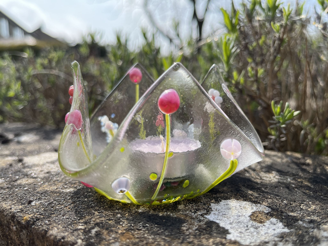 Pink Handkerchief Tea light holder