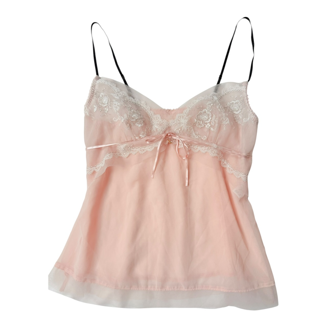 Japanese brand coquette pink princess embroidered cups cami