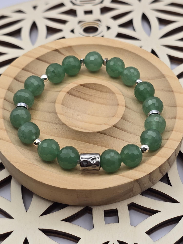 Bracelet Aventurine verte 1 cm à facettes 