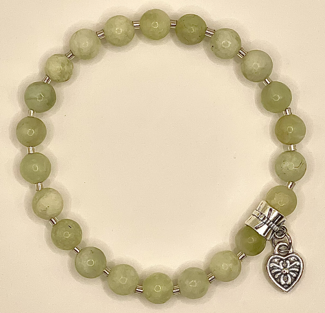 B147 - Bracelet perles aventurine pendentif cœur 