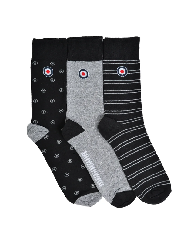 Lambretta 3 pack Target socks - Black/Grey