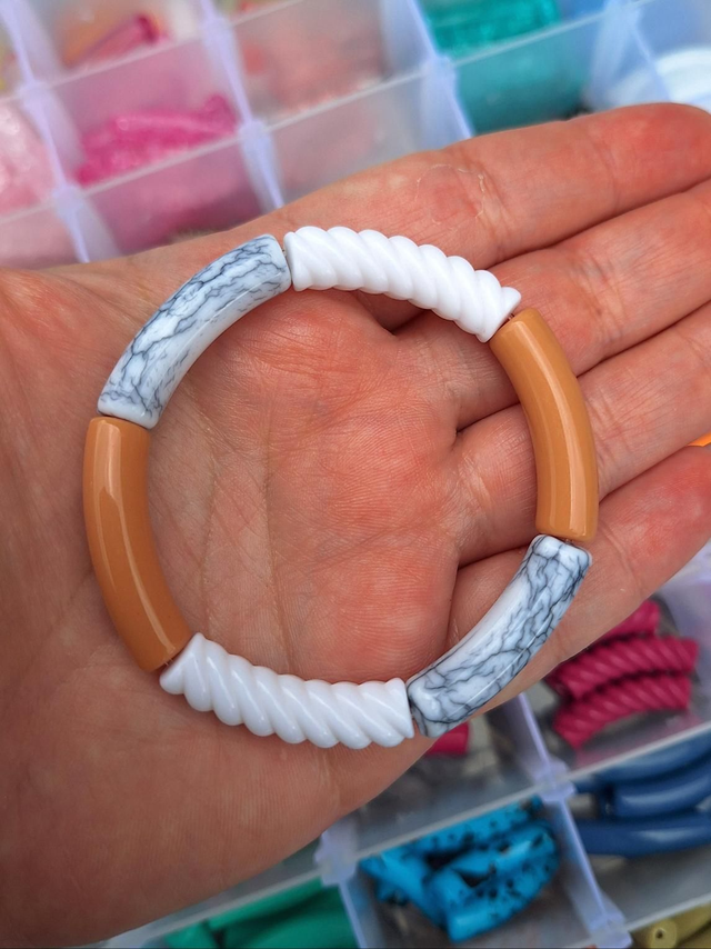 Bracelet Scarlett - 🤎🤍 torsadé et marbré