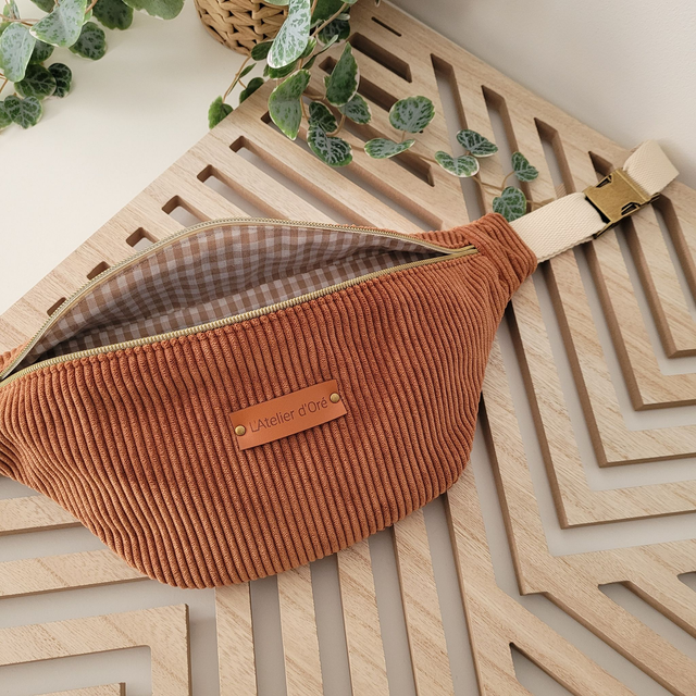 Sac Banane velours rouille