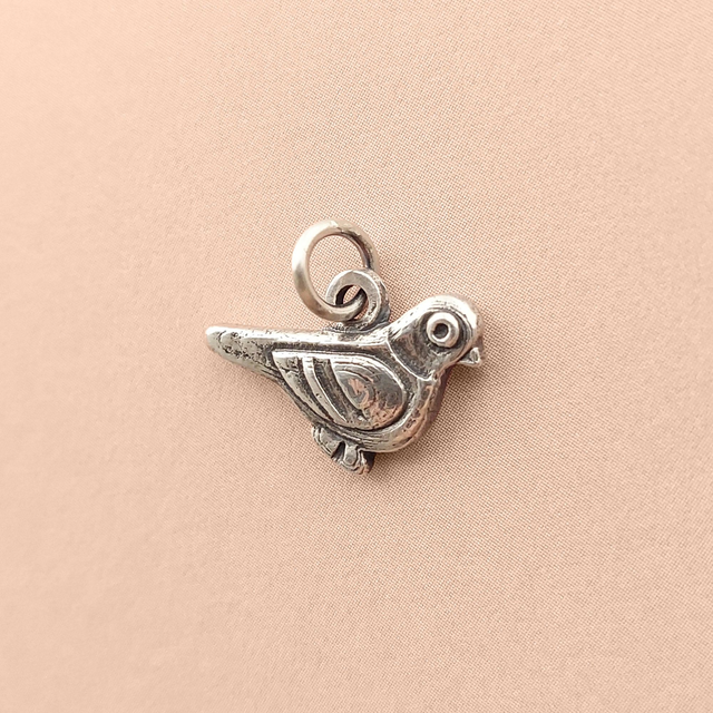 Handmade Pigeon Silver Necklace  - Sterling Silver Dove Charm - Handmade Silver Bird Pendant