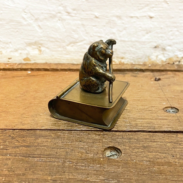 Victorian Brass Novelty Stamp Box with Bear Finial England or Continental Europe, circa 1890–1910