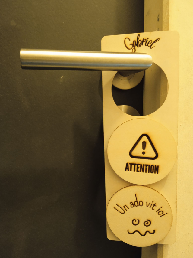 Disque accessoire &quot;un ado vit ici&quot; pour panneau de porte interchangeable By Romalysa