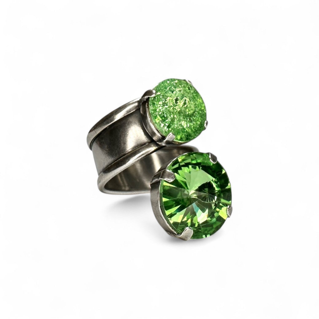 Ring DUO Peridot ICE Mix, Grün