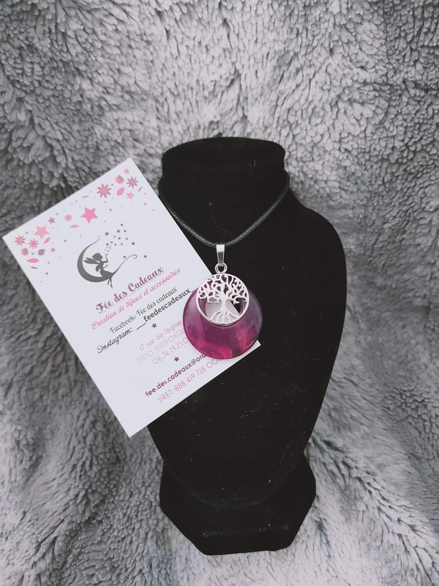 Pendentif Arbre de Vie Agate Violette 