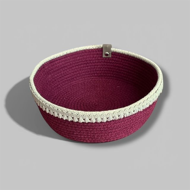 Panier haut bicolor à franges - bords droits