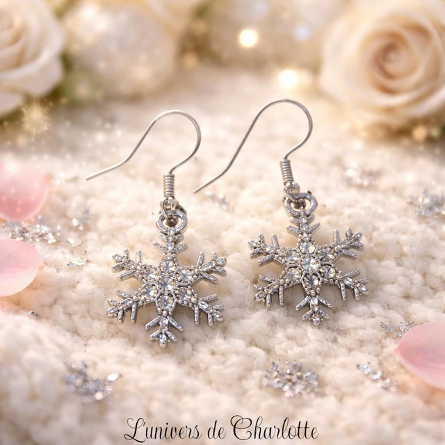 Boucles d'oreilles "Flocon" argentée BO-206