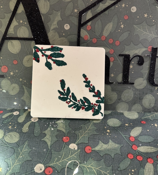 SET OF 2 GLITTER SQUARE COASTERS