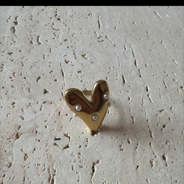 Ring hart parels groot