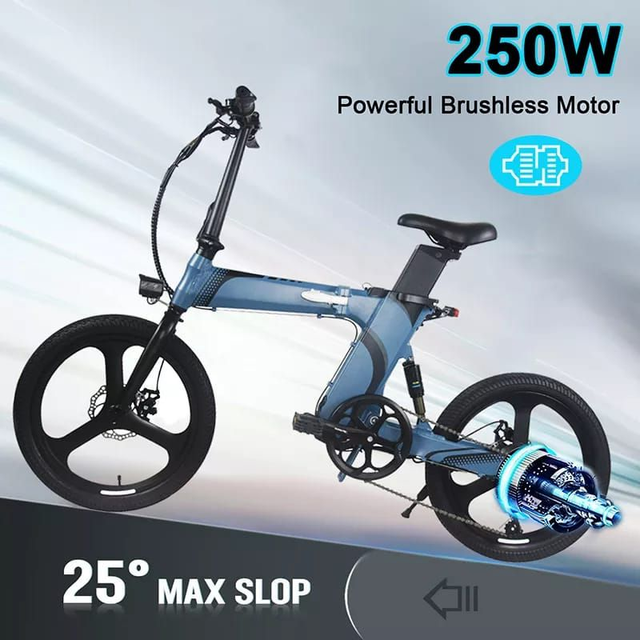 25 km/t 250W fartpilot el-cykel med pedaler, 5-6 timers 8Ah batteri-ladning giver 80-100 km