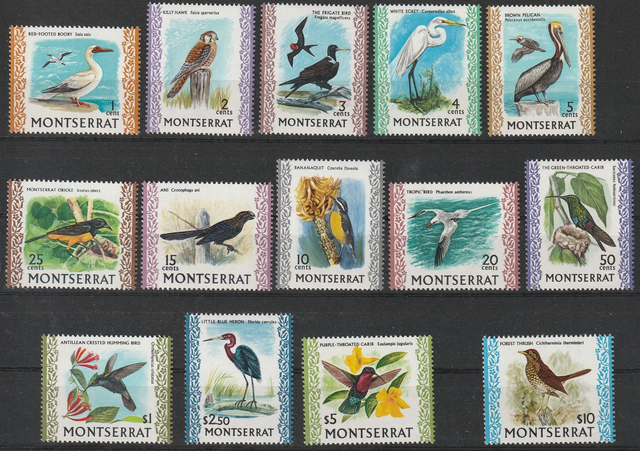 Montserrat 1970 / 1974 Birds Complete Set MNH