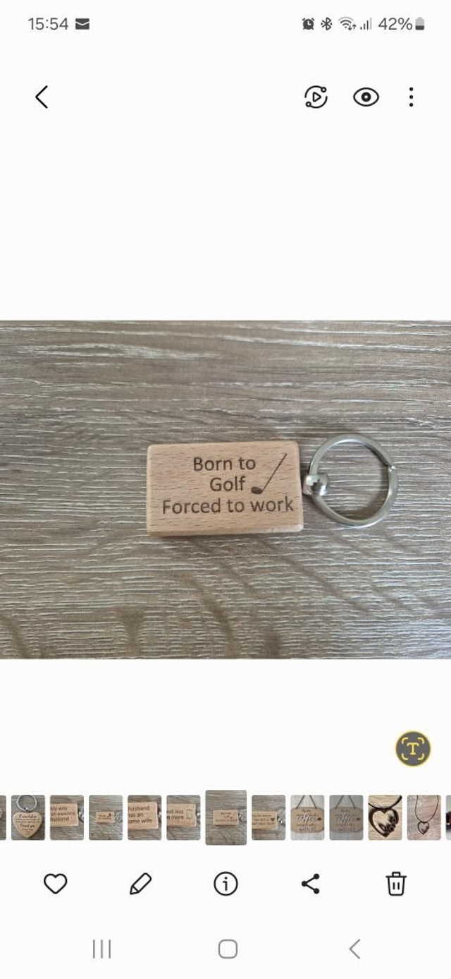 Born to Golf, Forced to Work Keyring 
