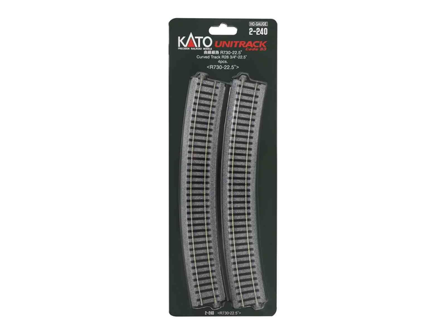 4 rails courbes R730mm 22,5° Kato 2-240 H0