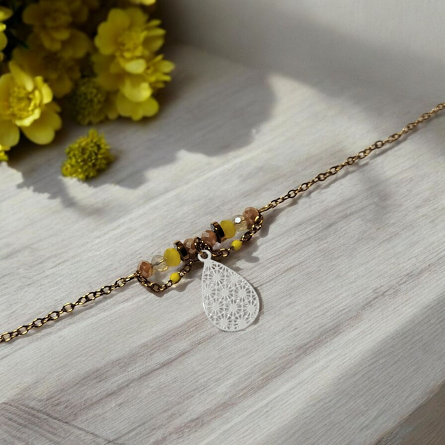 Bracelet acier inoxydable jaune blanc et doré