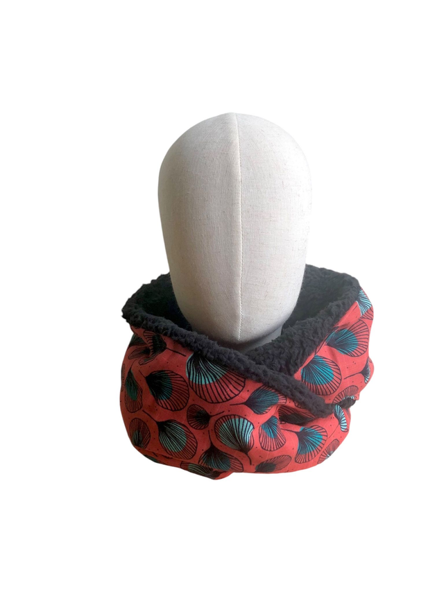 Echarpe double tour Sherpa - PLUMES - rouge et noir