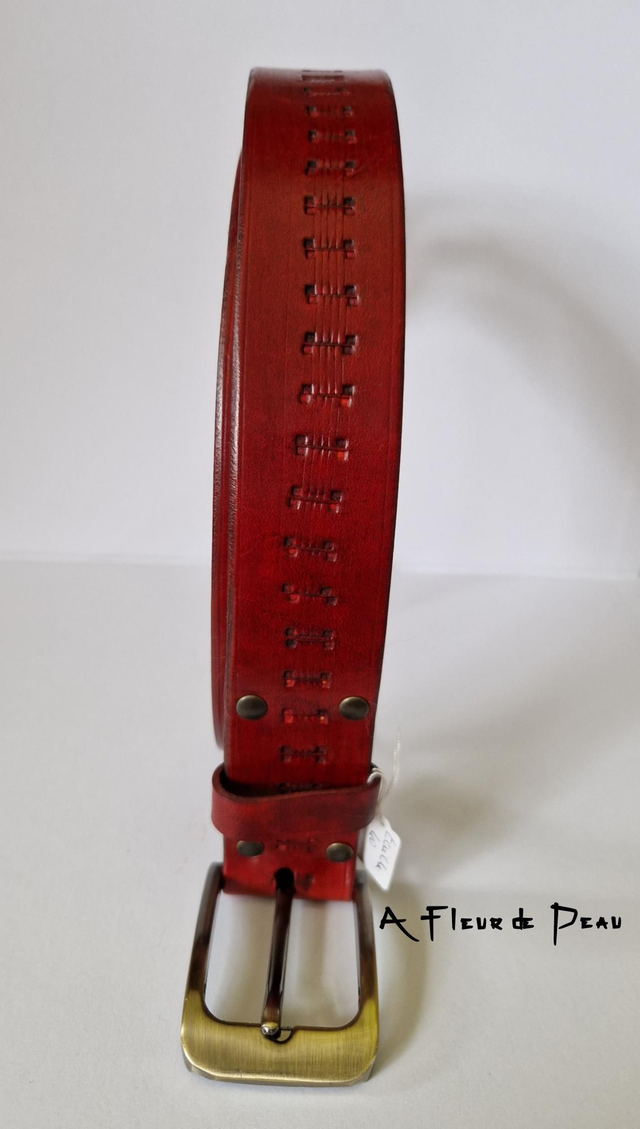 Ceinture cuir rouge foncé