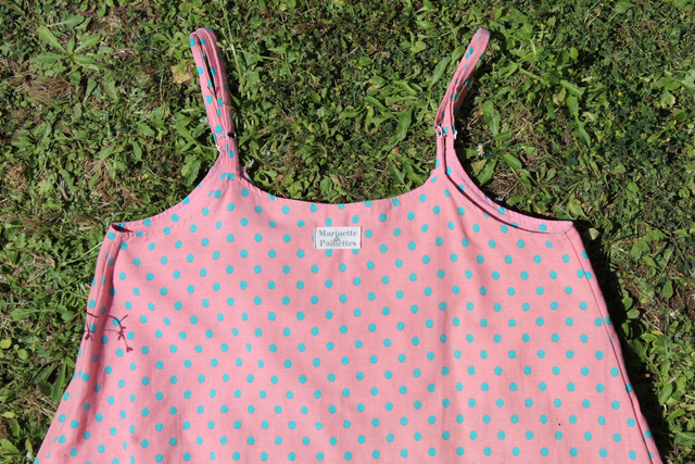 Robe à pois rose et verte - Taille 2