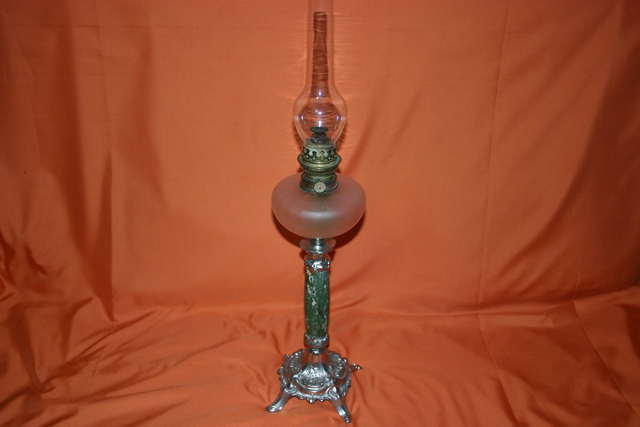 Petroleum Lampe, Marmor, alt, antik