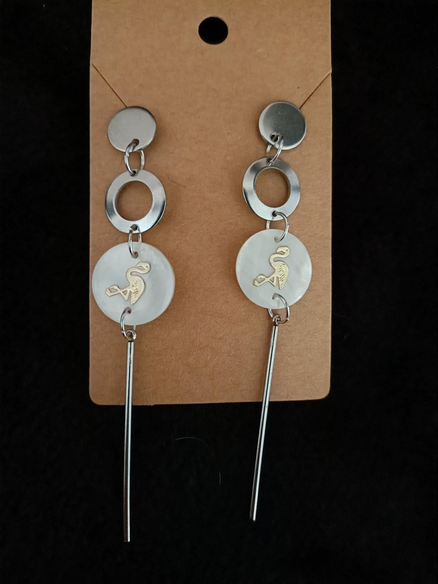 Boucles d'oreilles Flamant longue 