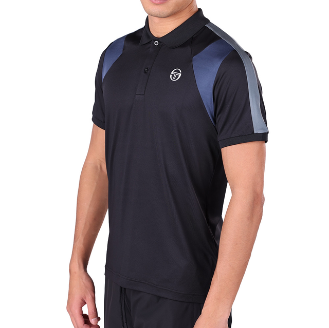 Polo Manches Courtes A Bandes Apice 41153 Noir gris bleu